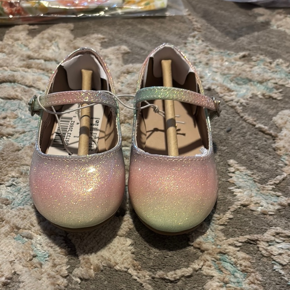 Sparkly Pink and Green Toddler Shoes